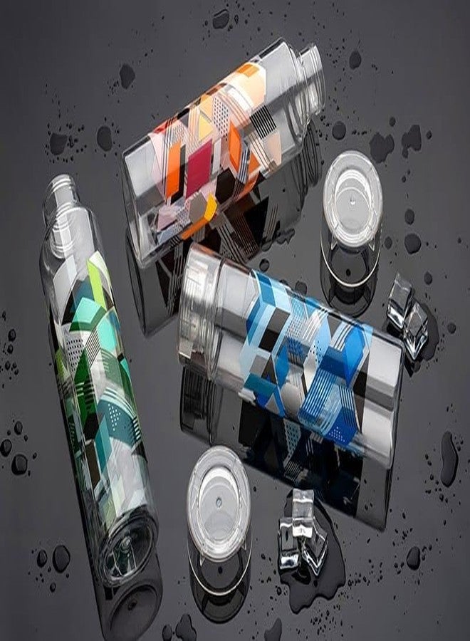 Clazkit زجاجة مياه بلاستيكية مطبوعة من كلازكيت، مثالية للمنزل، المكتب، الرياضة، المدرسة، المطعم، السفر، النادي الرياضي، اليوغا (عبوة من 3 زجاجات سعة 1000 مل)، متعددة الألوان - Image 3